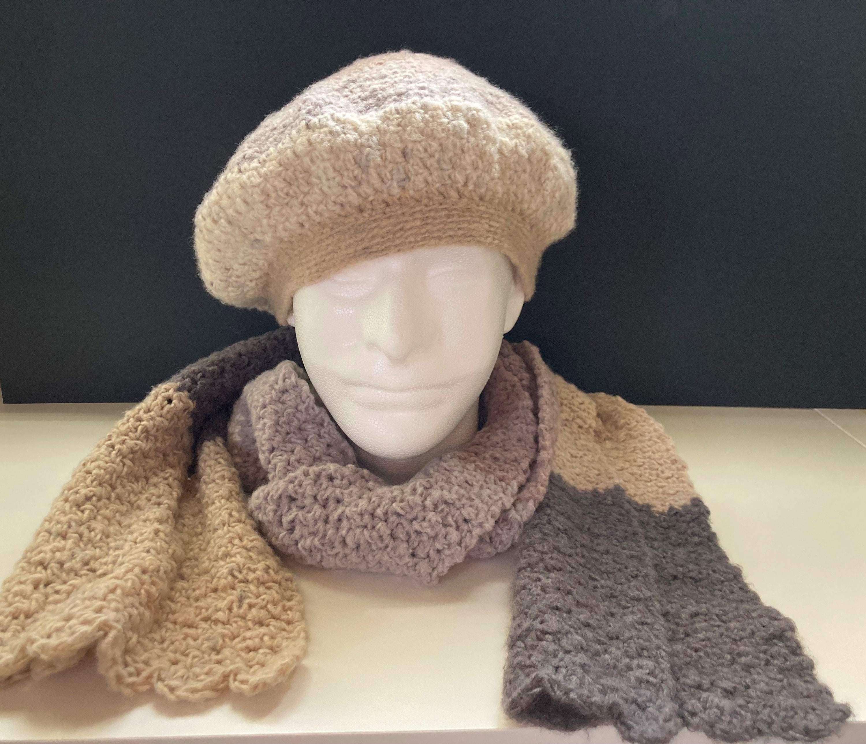 Crochet Pattern for Matching Scarf and Beret Hat Instant Download - Etsy