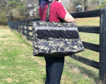 Ladies Large Canvas Camouflage Carry All Tote Bag