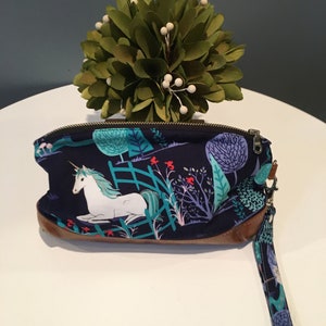 Unicorn Clutch/Wristlet-Canvas Whimsy Cosmetic Bag