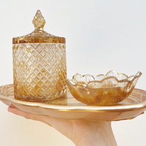 Handmade Gold-Copper Triple Resin Vanity Set