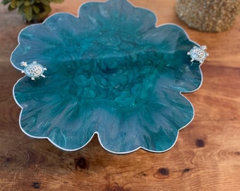 Flower Shape Resin Tray with Turtle Handles