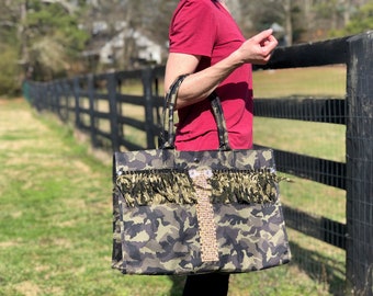 Ladies Large Canvas Camouflage Carry All Tote Bag