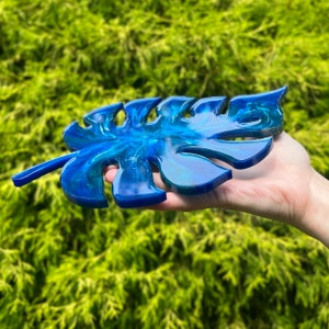 Large Turquoise Tropical Leaf Tray