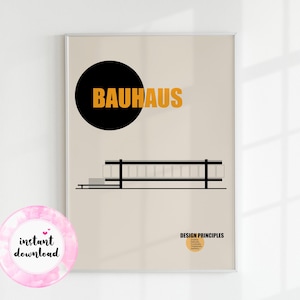Bauhaus PRINTABLE, Architecture Print, Bauhaus Poster, Bauhaus Design, Modern Architecture, Drawing, Minimalist Art Print, DIGITAL DOWNLOAD