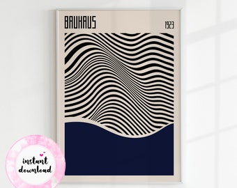Bauhaus Poster: Minimalist Indigo Abstract Art (Digital Download)