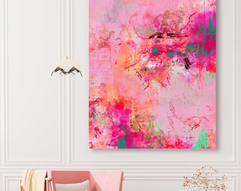 Pastel Pink Abstract Art Print, Modern Home Decor (Digital Download)