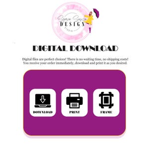 May include: A digital download graphic with the text "DIGITAL DOWNLOAD". The image includes icons for download, print, and frame. The Space Sense Design Studio logo is at the top, featuring a woman with an umbrella.