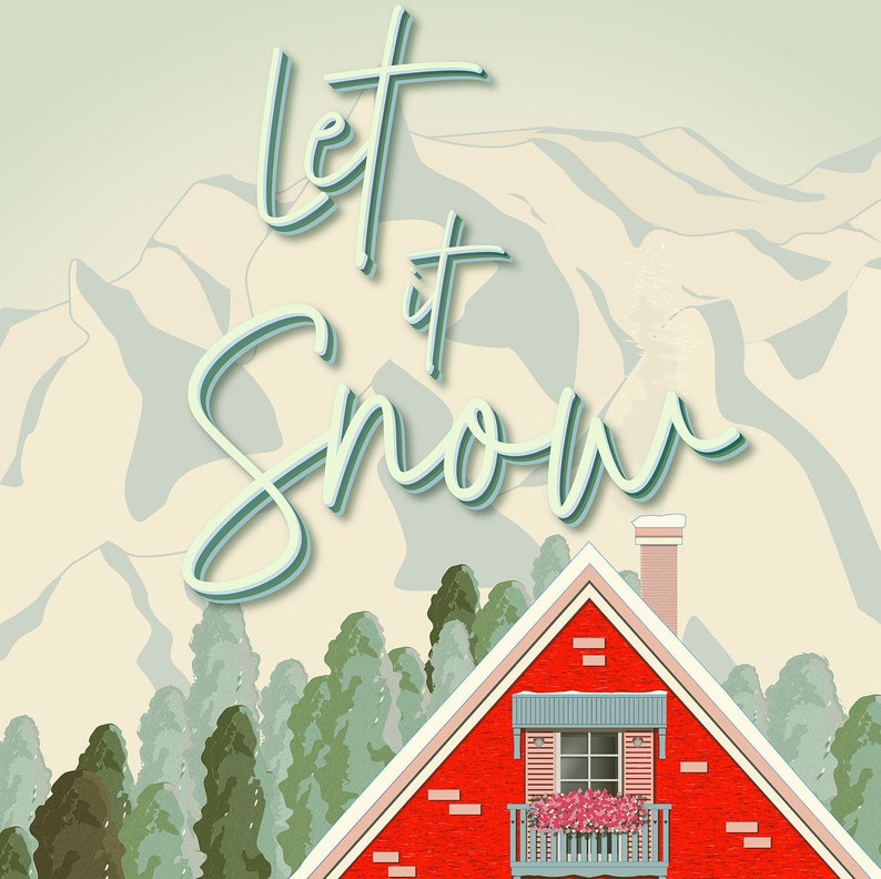 Christmas PRINTABLE Christmas House Holiday Wall Decor - Etsy