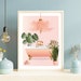 Pink Bathroom PRINTABLE, Bathtub Art, Flower Art, Botanical Plant Print ...