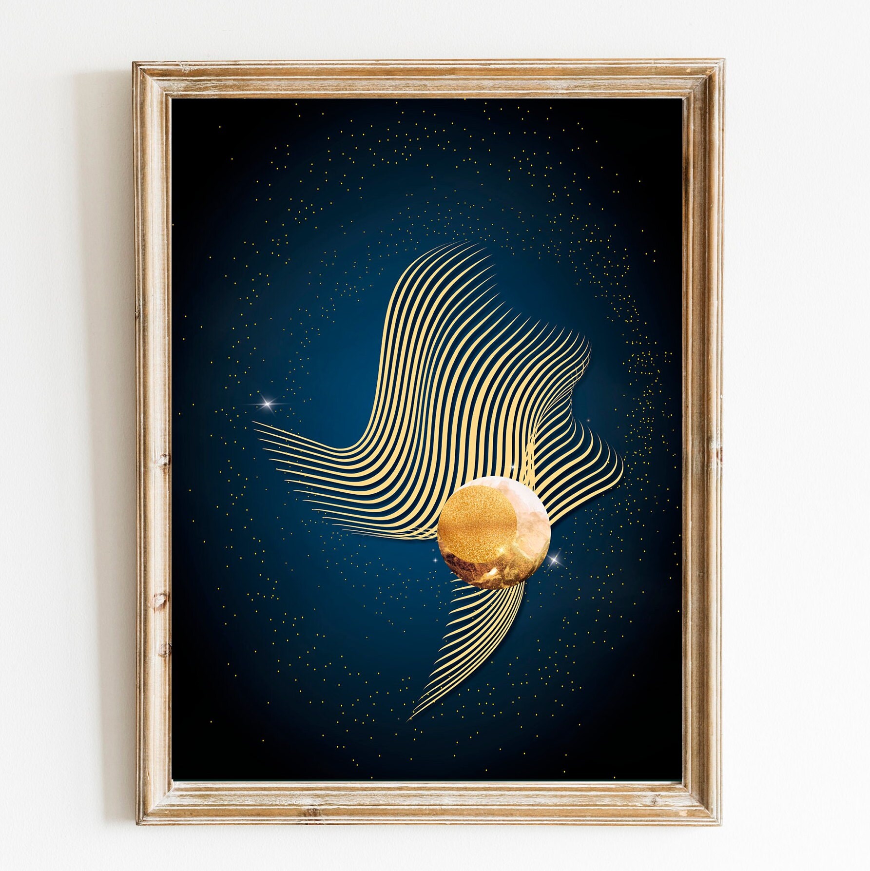 Blue and Gold PRINTABLE Modern Wall Art, Contemporary Wall Art ...