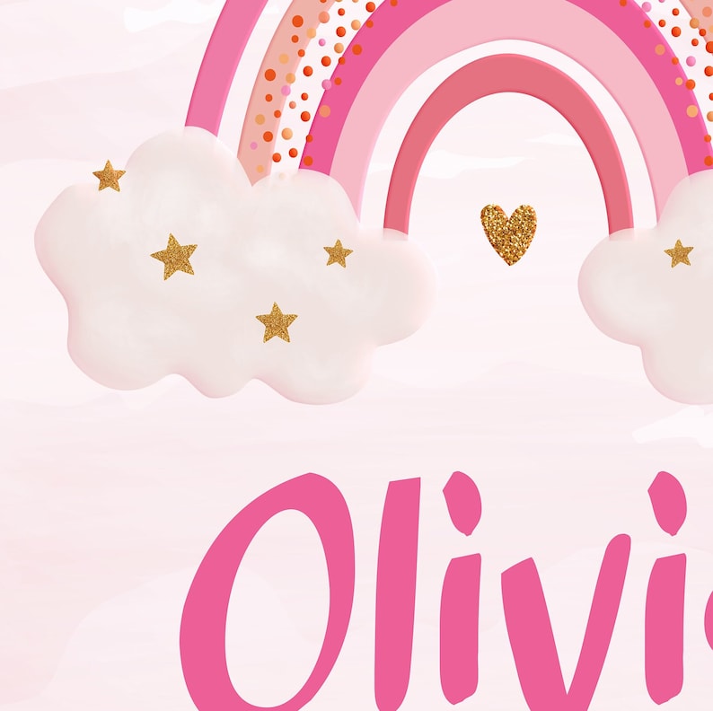Pink Rainbow Name PRINT Personalized Baby Name Wall Art Etsy