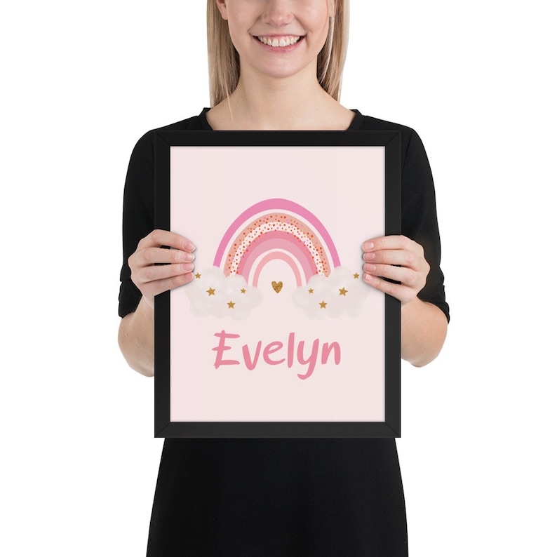 Pink Rainbow Name PRINT Personalized Baby Name Wall Art Etsy