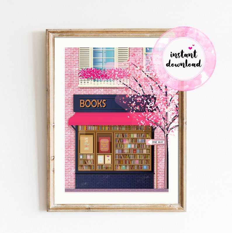 Bookstore Bookshop PRINTABLE Art Book Club Gift Reading - Etsy
