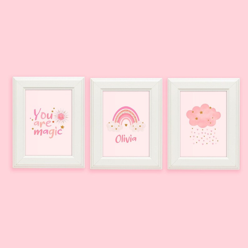 Personalized Baby Name Wall Art Set of 3 Nursery PRINTABLES Etsy