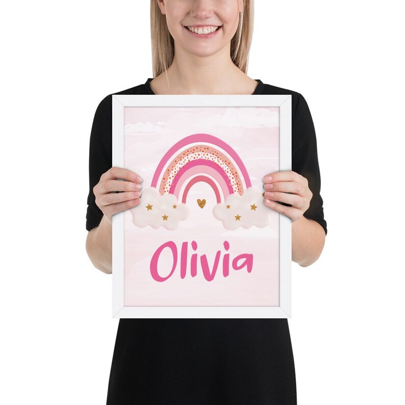 Pink Rainbow Name PRINT Personalized Baby Name Wall Art Etsy