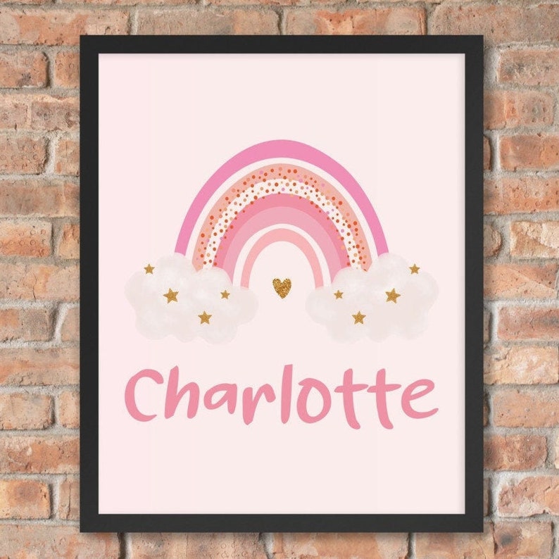Pink Rainbow Name PRINT Personalized Baby Name Wall Art Etsy