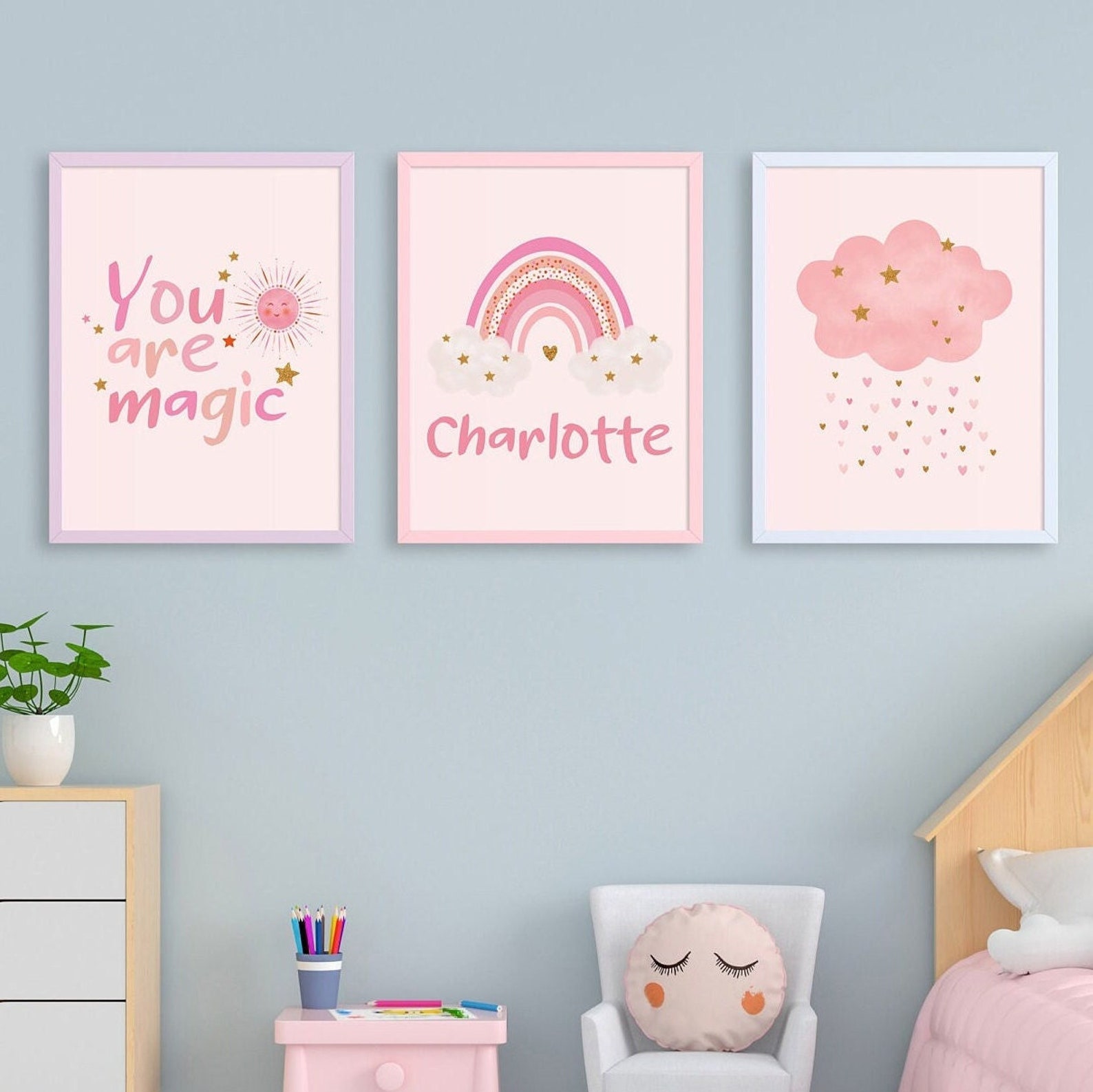 Personalized Baby Name Wall Art Set of 3 Nursery PRINTABLES Etsy