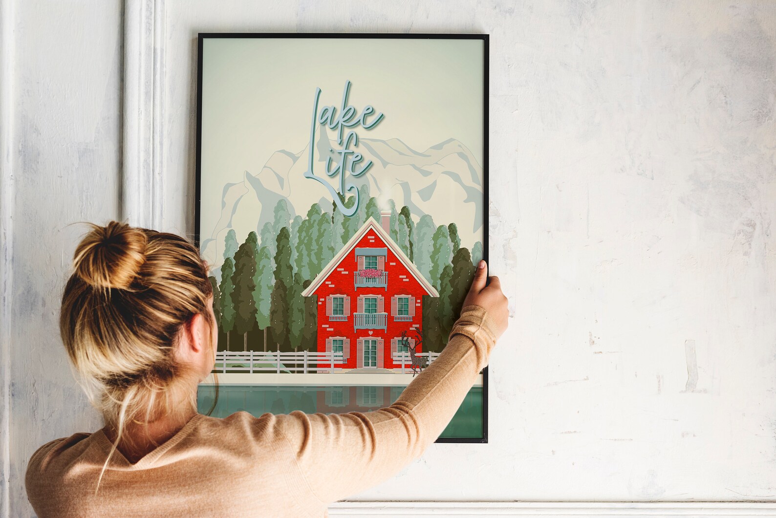 Lake Life PRINTABLE Wall Art, Lake House Poster, Forest and Mountains ...
