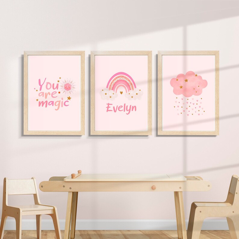 Personalized Baby Name Wall Art Set of 3 Nursery PRINTABLES Etsy