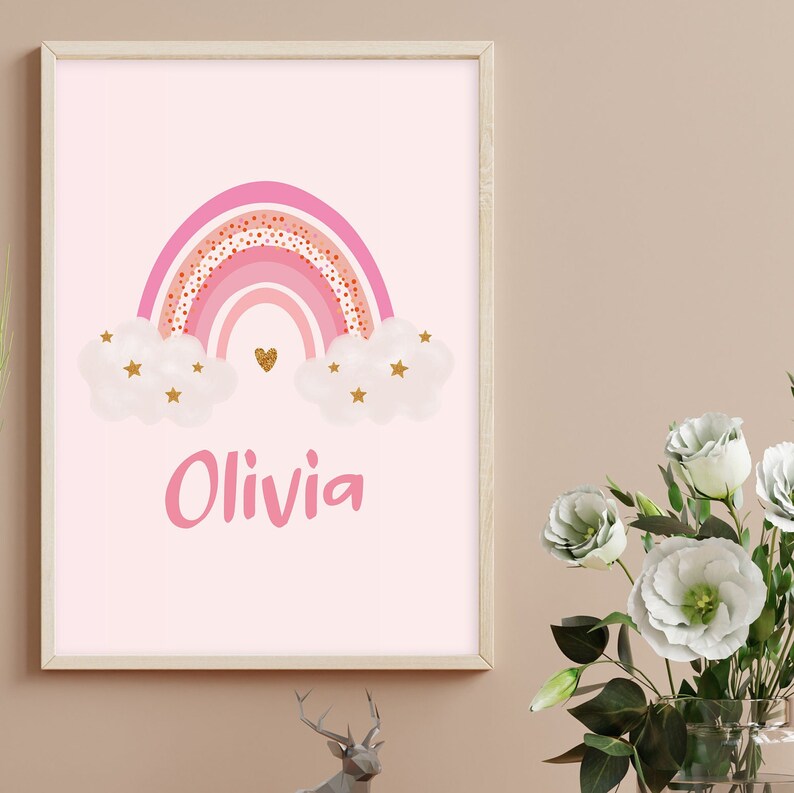 Rainbow Name PRINTABLE Personalized Baby Name Wall Art Etsy