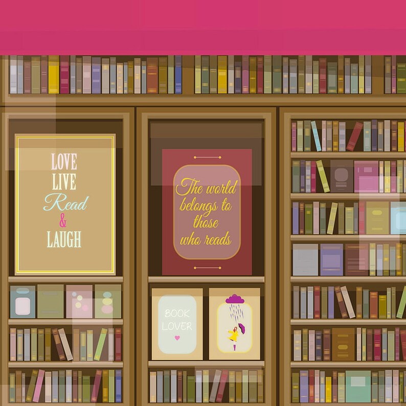Bookstore Bookshop PRINTABLE Art Book Club Gift Reading - Etsy