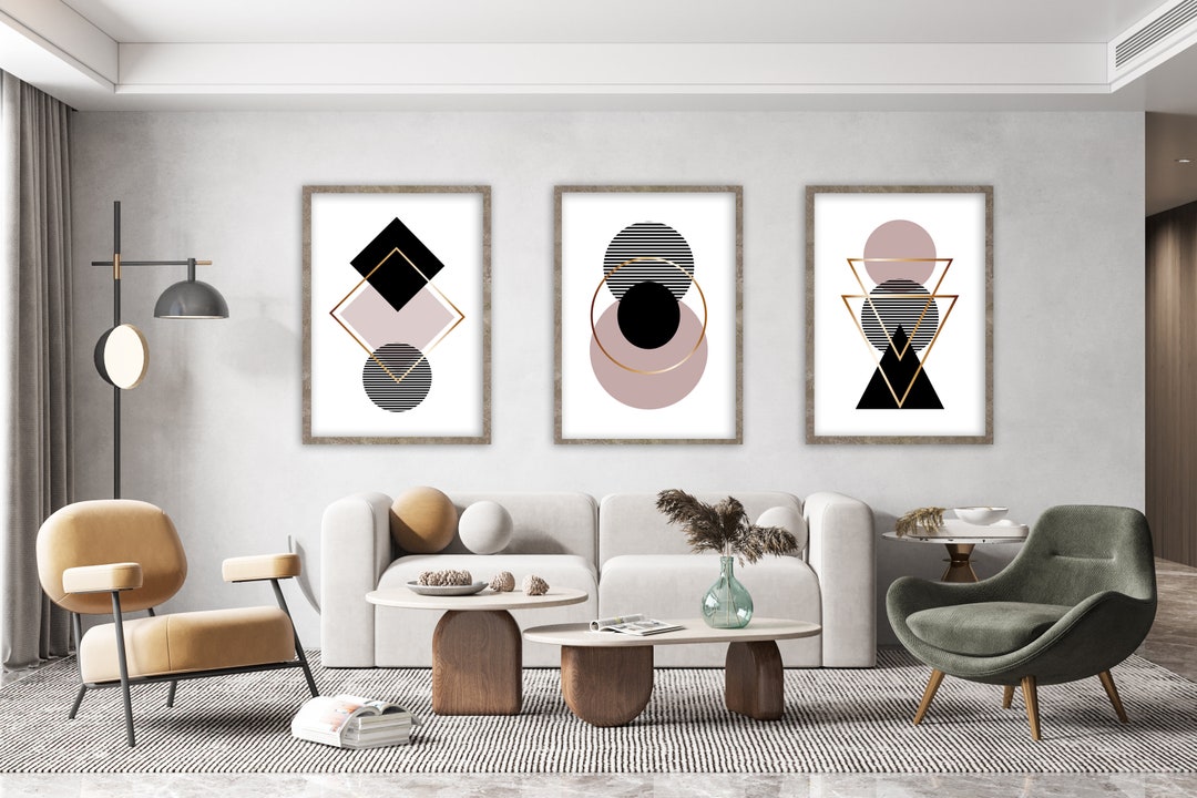 Modern Minimalist Wall Art PRINTABLES Set of 3 Geometric Art - Etsy