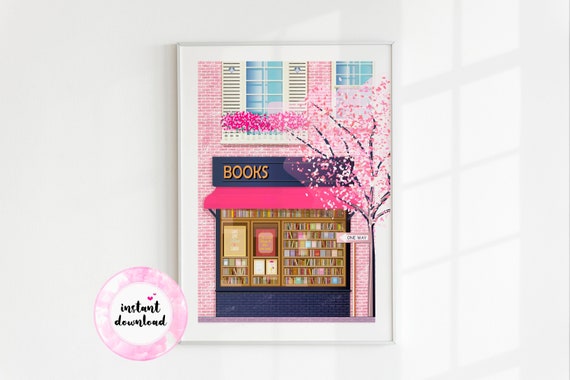 Bookstore Print, Cozy Reading Room Decor (Digital Download)
