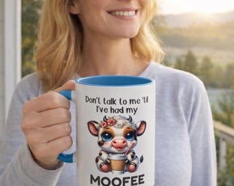 Funny Coffee Mug Don’t Talk To Me Till I’ve Had My Moofee, Highland Cow Farm Animal Mug, Morning Mood Mug, Coffee Lover Gift