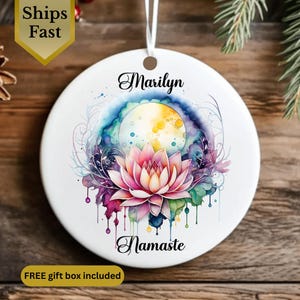 Personalized Yoga Christmas Ornament, Custom Yoga Gift, Yoga Teacher, Yoga Gift for Women, Gift for Yoga Instructor, Namaste Ornament Gift