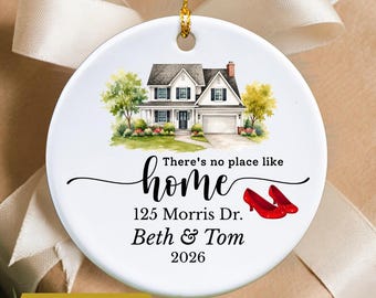 There's No Place Like Home Custom Watercolor House Ornament, Personalized Realtor Closing Gift, New Home Christmas Ornament, Housewarming