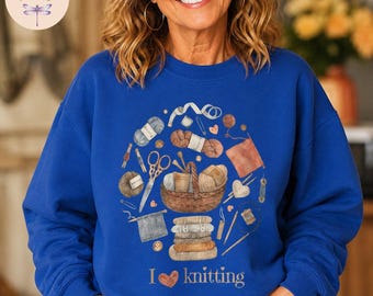 I Love Knitting Sweatshirt, Gift for Knitter, Knitting Lover T-Shirt, Yarn Lover Hoodie, Knitting Mom Gift, Knitter Tote Bag, Craft Gift