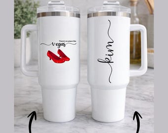Personalized There’s No Place Like Home 40oz Tumbler, Ruby Red Slippers, Custom City & Name, Wizard of Oz Inspired Travel Mug Gift