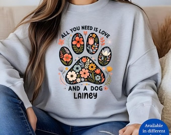 Personalized Dog Lover Sweatshirt Paw Print Hoodie Animal Lover Sweater Floral Dog Mom Gift Pet Lover Sweatshirt Custom Dog Gift Dog Mom Top