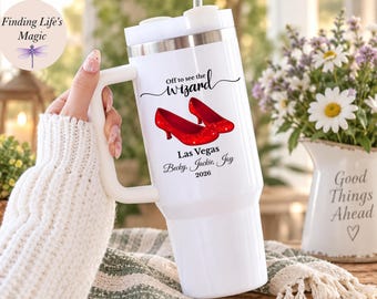 Off To See The Wizard Tumbler, Personalized Girls Trip, Ruby Slipper Mug, Custom Name Friends Trip Vacation Keepsake, Bacholette X-Mas Gift