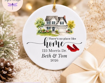 There's No Place Like Home Custom Watercolor House Ornament, Personalized Realtor Closing Gift, New Home Christmas Ornament, Housewarming