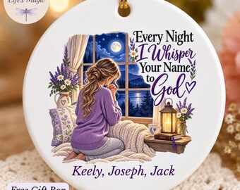 Personalized Prayer Ornament, Every Night I Whisper Your Name to God, Custom Name Ornament, Christian Gift for Mom, Prayer Warrior Keepsake