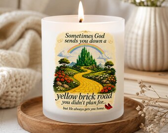 Yellow Brick Road Candle | Christian Faith Candle | Sometimes God Sends You | Personalized Candle | Faith Gift For Her | Inspirational Gift