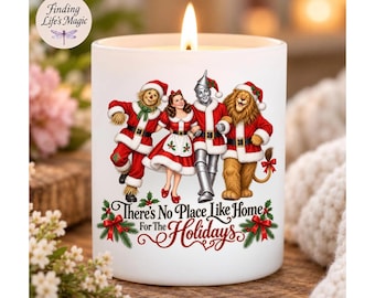 There's No Place Like Home Holiday Candle, Wizard of Oz Christmas Soy Candle, Ruby Slippers Gift for Her, Oz Lover Gift, Classic Movie Fan
