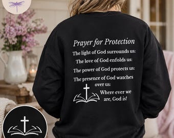 Prayer Warrior Protection Shirt, Christian Faith Sweatshirt Hoodie, Inspirational Religious Tote Bag Gift for Women, Matching Prayer Group