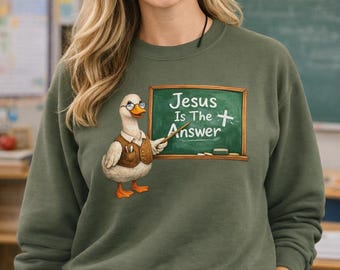 Funny Christian Shirt Jesus Is The Answer Goose Tee, Christian Humor Shirt, Church Humor Tee, Faith Based Graphic Tee Christian Teacher Gift