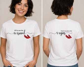 Camiseta "De camino a ver al mago", Camiseta de viaje a Las Vegas, Camiseta a juego para grupos en Las Vegas, Camiseta divertida de viaje, Camiseta "Zapatillas de rubí", Conjunto para vacaciones en Las Vegas
