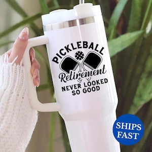 Pickleball Lover Gift, Pickleball 40oz Tumbler, Womens Pickleball Tumbler Pickleball Travel Mug Partner Gift Funny Pickleball Retirement Cup