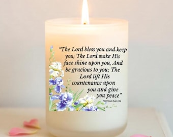 The Lord Bless You Candle, Christian Candle Gift, Personalized Scripture Candle, Numbers 6:24-26 Bible Verse Candle, Custom Engraved Lid