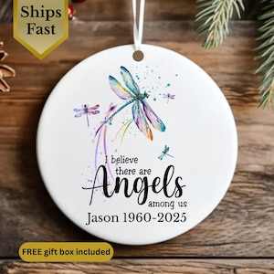 Custom Memorial Ornament, Dragonfly Sympathy Gift for Lost Loved One, Personalized Remembrance Decoration, Grieving Keepsake, Guardian Angel