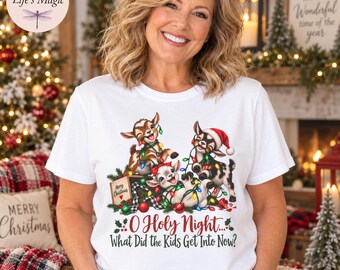 O Holy Night Funny Christmas Goat Shirt Baby Goats Christmas Lights Sweatshirt Country Farm Animal Holiday Gift Goat Lover Goat Mom Tote Bag