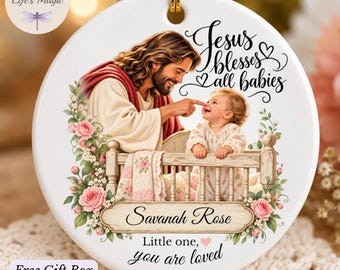 Jesus Boop Baby’s First Christmas Ornament, Personalized Christian Baby Girl or Boy Ornament, Jesus Ornament, Baptism Gift, Newborn Keepsake