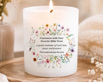 Christian Gift for Women, Personalized Bible Verse Candle, Scripture Candle, Custom Engraved Lid, Religious Gift, Soy Prayer Candle