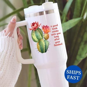 A Good Book 40oz Tumbler w/Handle Straw & Lid, Book Lover Tumbler, Literary Travel Mug Reading Quotes, Gift for Bibliophiles, Bookworm Cup