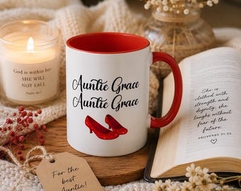 Personalized Auntie Mug Custom Name, Ruby Slipper Coffee Mug, Wizard of Oz Gift, Gift for Aunt, No Place Like Home, Auntie Birthday Gift