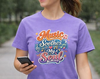 Music Soothes My Soul Comfort Colors T-Shirt, Music Lover Gift, Music Teacher Tee, Soft Vintage Style Shirt, Classical Piano Guitar Player